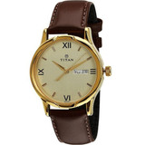 Titan Metal Case Cream Dial Analog Watch for Men (1580YL05)