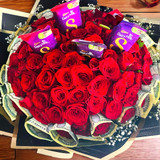 A Bouquet of 50 Red Roses With Chocolates and Cash Surprise