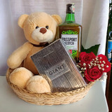 Teddy With Perfume, Whisky 750ml & Roses
