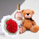 Celebrate Valentines' Day with Love: Wine, Roses & Teddy Bear