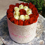 Beautiful Red & White Roses in a Box