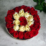 Beautiful Red & White Roses in a Box
