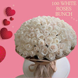 Elegant 100 Long-Stem White Roses Bouquet