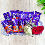 Exquisite Cadbury Chocolates & Roses In A Silver Tray