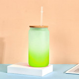 Sublimation Can Glass with Bamboo Lids and Glass Straws