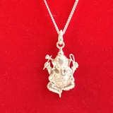 Ganesh Ji Silver Pendant With Silver Necklace (Design 11)