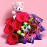 Fresh Roses Combo With Teddy and Sweet Treat In Box