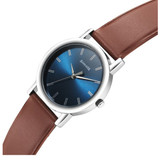 Sonata Blue Dial Brown Leather Strap Men's Watch -7987SL03