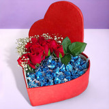 Hershey Chocolates Combo With Rose in a Red Heart Box