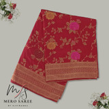Maroon Red Dola Silk Saree With Zari Border