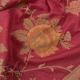 Maroon Red Dola Silk Saree With Zari Border