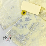 Unstitched Light Yellow Embroidered Cotton Kurta Set With Cotton Dupatta