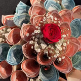 Stunning Single Red Rose With Money Bouquet