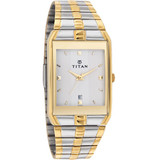 Titan Brass Case Silver Dial Analog Watch for Men (9151BM01)