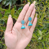 Enchanting Sky Blue Floral & Pearl Design Jhumka Earrings