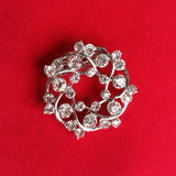 Silver Color Round White Stone Saree Pin