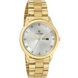 Titan Stainless Steel Case Silver White Dial Analog Watch for Men (1584YM02)