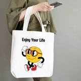 'Enjoy Your Life' Emoji Tote Bag (Medium)