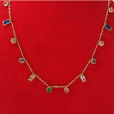 Mixed Stone Design Pendant Necklace