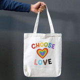 Pride Tote Bag with "Choose Love" Print (Large)
