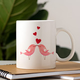 Cute Bird Themed White Ceramic Mug
