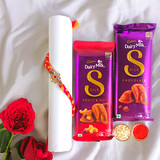 Rakhi with Cadbury Dairy Milk Silk Chocolates x 2 Flavours