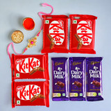 Pink Rakhi with Kitkat & Dairy Milk Treat