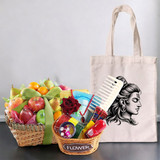 Shrawan Gift Combo with Fruits Basket, Tote Bag and Accessories Basket