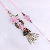 White Beads Pink Color Couple Rakhi White Beads Pink Color Couple Rakhi