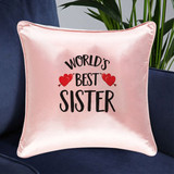 World's Best Sister Printed Pink Cushion