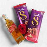 Cadbury Chocolates with Red Label 200ml and Rose