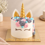 Crave Bakery Unicorn Design White Forest Cake- 2lbs