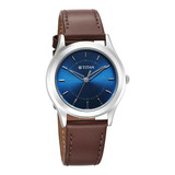 Titan Karishma Zing Quartz Analog Blue Dial Leather Strap Watch for Men - 1648SL01