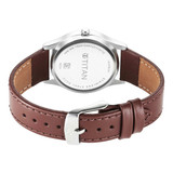 Titan Karishma Zing Quartz Analog Blue Dial Leather Strap Watch for Men - 1648SL01