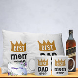 Mom and Dad Gift with Mug, Cushion and Whisky