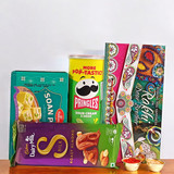 Savory Snacks with Greeting Card Attached Rakhi