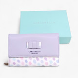 Chrisbella Solid Tri-Fold Ladies Wallet with Snap-Button (Purple)