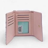 Chrisbella Solid Tri-Fold Ladies Wallet with Snap-Button (Purple)