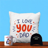 Dad Gift Cushion, Mug, and Cap