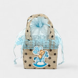 Tiny Treasures: Adorable Baby Shower Basket with Pouch - Blue