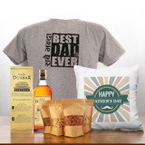 Best Dad Gift with T-Shirt, Nuts, Cushion, and Whisky