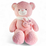 Soft Pink Teddy Bear with Bunny Scarf 43"