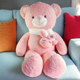 Soft Pink Teddy Bear with Bunny Scarf 43"