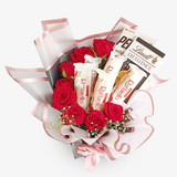 Premium Chocolates & Fresh Red Roses Bouquet