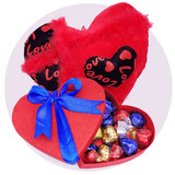 Love Heart Pillow with Heart Chocolate Gift Box