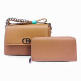 Chrisbella Ladies Bag with Matching Purse-Khaki