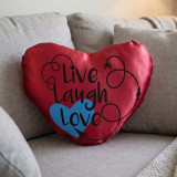 ''Live Laugh Love'' Printed Heart Cushion Gift