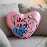 ''Live Laugh Love'' Printed Heart Cushion Gift