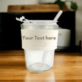 White Glass Sipper with Straw and Lid – 400ml White Glass Sipper with Straw and Lid – 400ml
