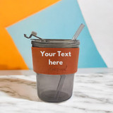 Black Glass Sipper with Straw and Lid – 400ml